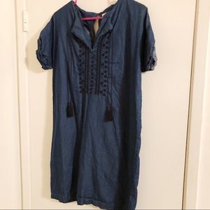 Denim dress with black embroidery details